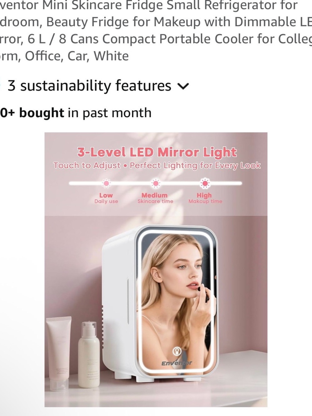 Beauty Mini Skincare Fridge with LED Mirror - White